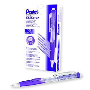 Imagem de Pentel Lapiseira Twist Apagar Clique, 0,7 mm, Corpo Transparente, Cabo Violeta, Caixa com 12 (PD277TV)
