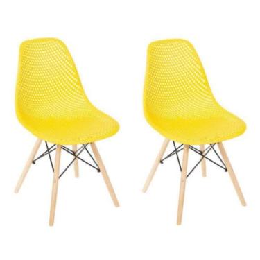 Imagem de Cadeira Colmeia Amarelo Kit Com 2 Peças  - Gran Bazar Cadeiras