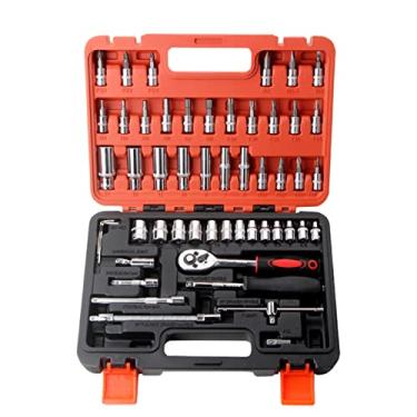 Imagem de Wemay 53pcs conjunto de ferramentas de chave de catraca e soquete 1/4 de polegada kit de reparo de chave de fenda conjunto de soquete de combinação de chave de soquete com estojo de armazenamento para