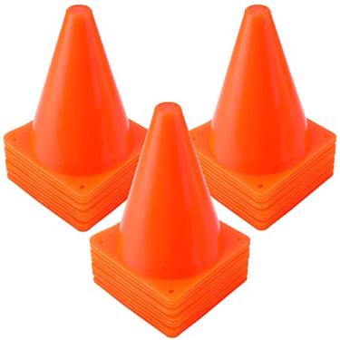 Imagem de Faswin Pacote com 40 cones de trânsito de 17 cm, cones de treinamento de futebol de plástico para atividades ao ar livre e eventos festivos, laranja