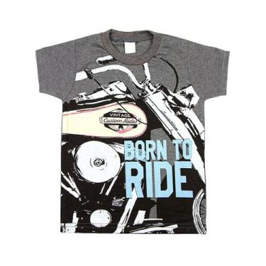 Imagem de Camiseta Infantil Malha Vintage Silk Born To Ride - Grafite - Ano Zero
