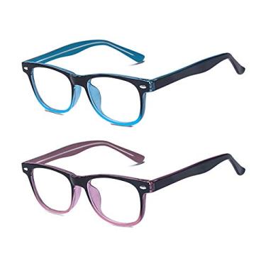 Imagem de Outray — Óculos de bloqueio de luz azul para computador infantil para meninos e meninas com idade de 3 a 12 anos, antifadiga ocular, Set Gradient Blue+gradient Purple, Medium