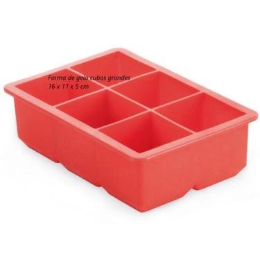 Imagem de Forma De Gelo Em Silicone Vermelho 6 Cubos Quadrados Sem Bpa Mimo Styl