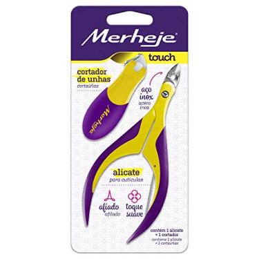 Imagem de Alicate de Cutícula Touch + Cortador, Amarelo/Violeta, Merheje