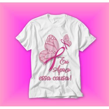 Imagem de Camiseta Outubro Rosa Unissex Branca Ou Rosa Tshit Blusa Top Blusinha