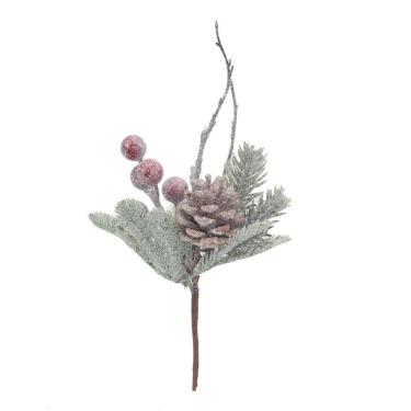 Imagem de Pick Natalino C/folh/frut/pinh Nevadas 1un 21x12x6cm 1025965