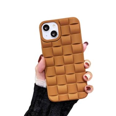 Imagem de ZiEuooo Capa de telefone de silicone macio em forma de trama exclusiva para iPhone 14 13 12 11 8 7 X XS XR Pro Plus Max Mini Mini capa amigável à pele Capa protetora à prova de choque (marrom, 13 Pro)