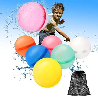 Imagem de Balões de água renováveis, balões de água magnética de silicone - balões de água auto-seladores, crianças necessários brinquedos ao ar livre do verão (6 PCS)