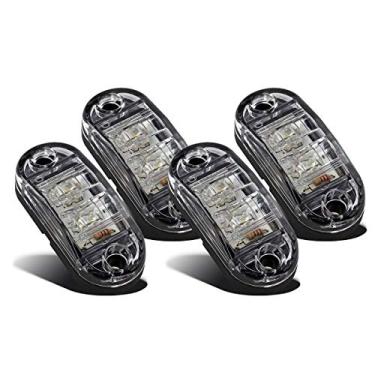 Imagem de Partsam 4 lentes brancas ovais transparentes, 2 diodos, LED, reboque, caminhão, folga lateral, montagem em superfície de 6,35 cm, luzes LED náuticas, RV Camper acessórios