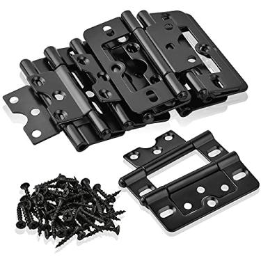 Imagem de Worldity Dobradiças de porta de armário sem encaixe, dobradiças de caixa à prova de ferrugem de 3" x 1,4" dobradiças resistentes com parafusos de montagem para guarda-roupa de janela de móveis (10 peças, preto)