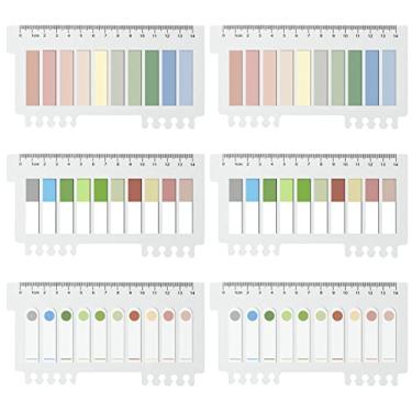 Imagem de Cinvo 1200 peças de abas de índice adesivas marcadores de página autocolantes tiras abas com régua abas de arquivo bandeiras fichário etiquetas para leitura de notas livros pastas monitores armários escola escritório (cor orandi, 4 folhas)