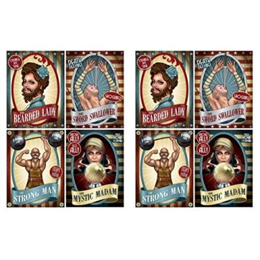 Imagem de Beistle Recortes de pôster de circo vintage (8 peças), 38,7 cm, multicolorido
