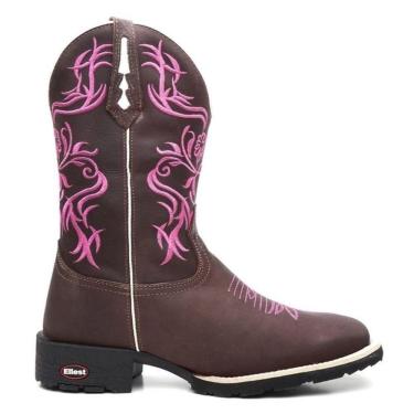 Imagem de Bota Texana Feminina Floral Rosa