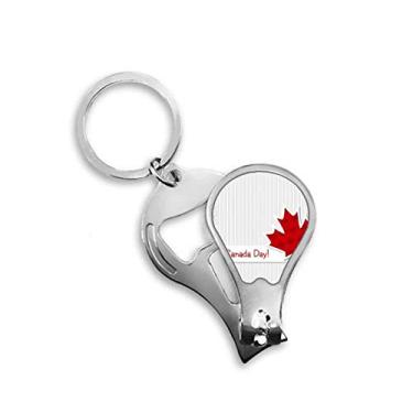 Imagem de Cortador de unhas Happy Canada Day com flor vertical e folha de bordo abridor de chave