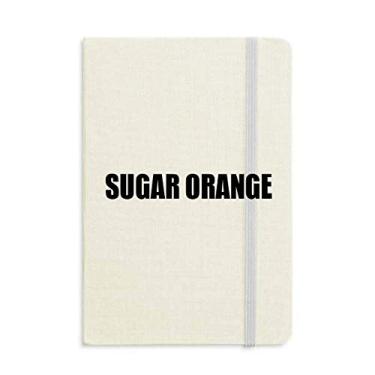 Imagem de Caderno de frutas laranja açúcar nome alimentos capa dura diário clássico A5 presente