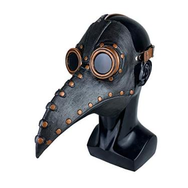 Imagem de KELATI Máscara de bico da peste de Halloween Steampunk Doctor Plague Máscara - Preto + Cobre