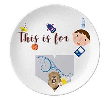 Imagem de Prato de porcelana feline leões ferozes padrões de jantar prato redondo menino homem