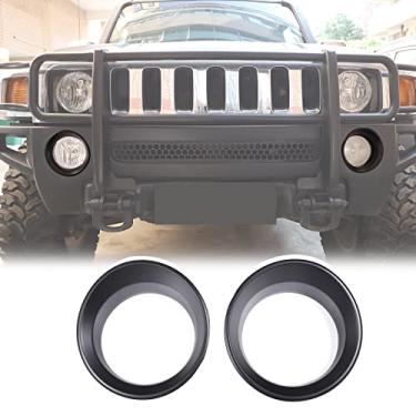 Imagem de PIUGILH Para-choque dianteiro condução luz de neblina anel biséis capas apto para 2005-2009 Hummer H3, luz de neblina dianteira, moldura de guarnição, acessórios de carro