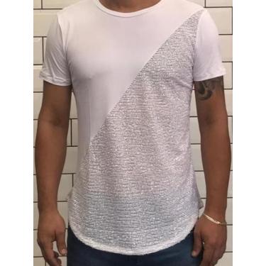 Imagem de Camiseta  Masculina Longline Paetê Camisa  Com  Lantejola - Execução J