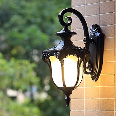 Imagem de Lanterna de vidro arandela luz vintage ao ar livre à prova dwaterproof água lâmpada de parede à prova de ferrugem decoração externa alumínio metal lanterna de parede para corredor villa pátio jardim