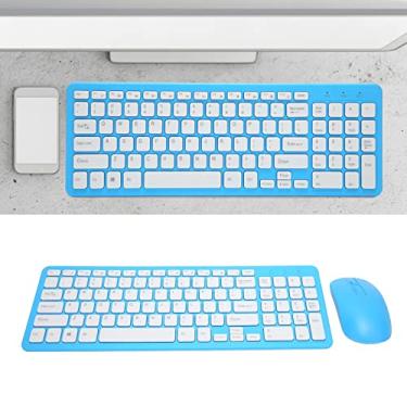 Imagem de Combinação de Teclado e Mouse Sem Fio, Teclado de Escritório Leve de 96 Teclas, Combinação de Mouse Ergonômico para Laptop Doméstico MAC PC (Azul)