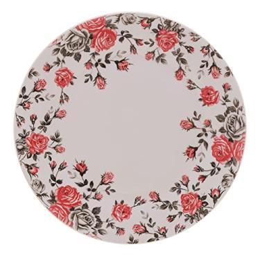 Imagem de PRATO PARA SOBREMESA DE PORCELANA GARDEN 19,5CM BRANCO E ROSA