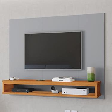 Imagem de Estante Livro Painel Tv 43 32 42 50 Polegadas Sala Quarto Ripado (Cinza/Cinamomo)
