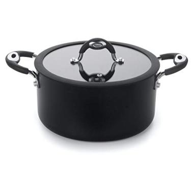 Imagem de Multiflon Caçarola 22 Centímetros Aluminio Antiaderente Com Tampa de Vidro Preto Linha Dom Resistente Elegante Durável e Saudável