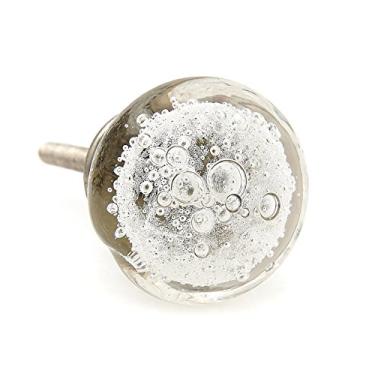 Imagem de Shabby Restore Gaveta de cômoda redonda de vidro transparente, porta, puxador de armário - Pacote com 12