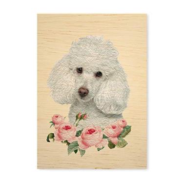 Imagem de Arte Maníacos Quadro Decorativo em Madeira Poodle Flores - 23x16,25cm