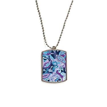 Imagem de DIYthinker Colar para animais de estimação com pingente de corrente de aço inoxidável com padrão abstrato e ponta de folha azul