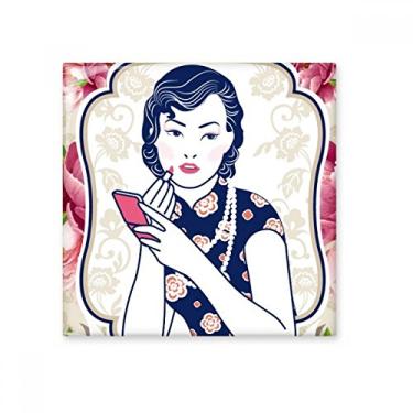 Imagem de Pedra adorna de tijolos vitrificados com azulejo de cerâmica da mulher rosa da cultura chinesa