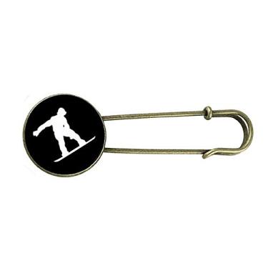 Imagem de Pulando Skateboarding Sport Black Outline Broche de Metal Retrô Clipe Joias