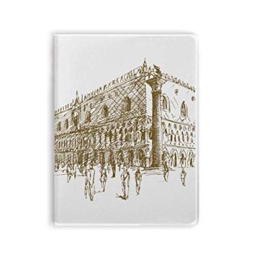 Imagem de Diário de capa macia para caderno de paisagem com desenho de marco arquitetura