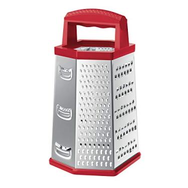 Imagem de Ralador inox com 6 Faces de 9'' Vermelho, PRP5357-VM, Euro Home