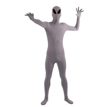 Imagem de VSVO Terno Greenman de corpo inteiro - verde-limão (cinza alienígena, 2GG), Alienígena cinza, XX-Large