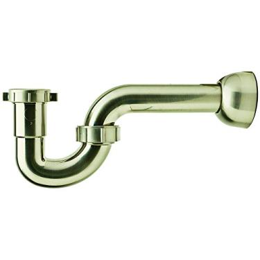 Imagem de PF WaterWorks DecoTRAP Decorativo ABS P-Trap (Cozinha/Banheiro) com Capa Adaptadora de Parede Combinada - Universal (1-1/2 pol. ou 1-1/4 pol. x 1-1/2 polegadas); Níquel Escovado; PF0703-BN