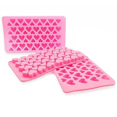 Imagem de Molde de gelo doce de 3 peças, mini cubo de gelo em forma de coração de silicone CNYMANY bandejas de gelo, goma, geleia, molde de chocolate – rosa