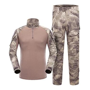 Imagem de scosao Conjunto masculino de camiseta e calça de combate tático camuflado airsoft uniforme militar roupas de caça, CP, M