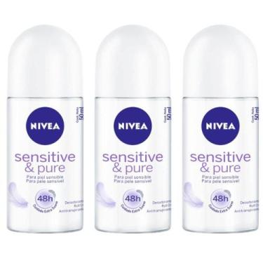 Imagem de Kit C/03 Nivea Sensitive Pure Desodorante Rollon Feminino 50ml