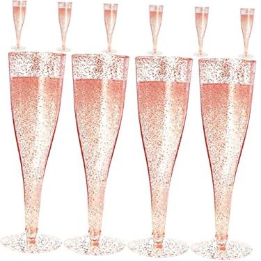 Imagem de CIYODO 10 Pcs cálice de coquetéis taças de vinho copos de coquetel copos de vinho de plástico de coquetel de plástico taça de plástico de festa instantâneo champanhe Rosa plástico