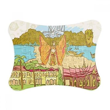 Imagem de Moldura de quebra-cabeça com estampa de templo com alfândegas da cultura religião