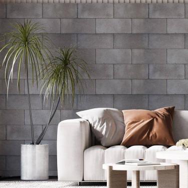 Imagem de Kit 2 Rolos Papel De Parede Adesivo Bloco De Cimento 3,0M