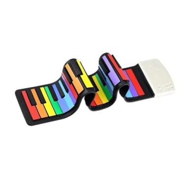Imagem de teclado eletrônico para iniciantes Piano De Enrolar Com 49 Teclas De Silicone, Portátil, Dobrável, Colorido, Teclado Macio, Piano Eletrônico, Chave Arco-íris