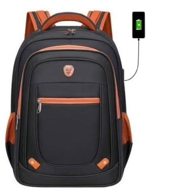 Imagem de Mochila mala Notebook Executiva Escola faculdade e trabalho Impermeavel Resistente Costura Reforçada com USB (PRETA)