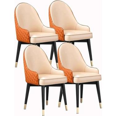 Imagem de Cadeira de jantar para sala de estar, cadeiras macias acolchoadas com encosto alto, conjunto de 4 cadeiras de cozinha, cadeira lateral de couro