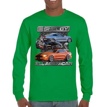 Imagem de Camiseta Shelby All American Cobra de manga comprida Mustang Muscle Car Racing GT 350 GT 500 Performance Powered by Ford, Verde, XXG