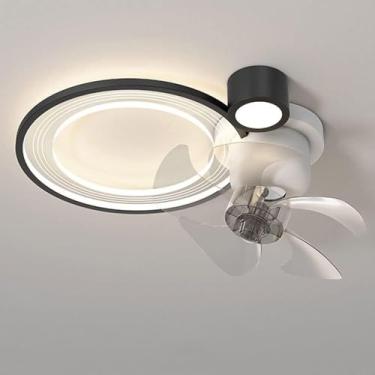 Imagem de Ventilador de teto embutido interno de 6 velocidades com controle remoto American Black Ventilador de teto com balanço de cabeça de 360 ° com luzes Mute Ventiladores de teto reversíveis de b
