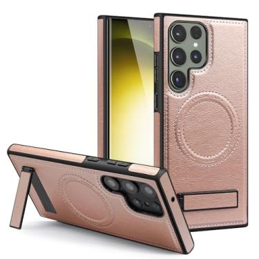 Imagem de Lunivop Capa de couro para Samsung Galaxy S24 Ultra [compatível com carregamento sem fio Magsafe] Suporte magnético Funda para S 24 Ultra 6,8 '' 5G 2024 Rugged Best Phone Cases Rose Gold