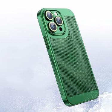Imagem de Capa de telefone de malha de resfriamento ultra-fina para iphone 15 14 13 12 11promax xsmax capa para pc com lente filme de vidro, verde, para iphone 7